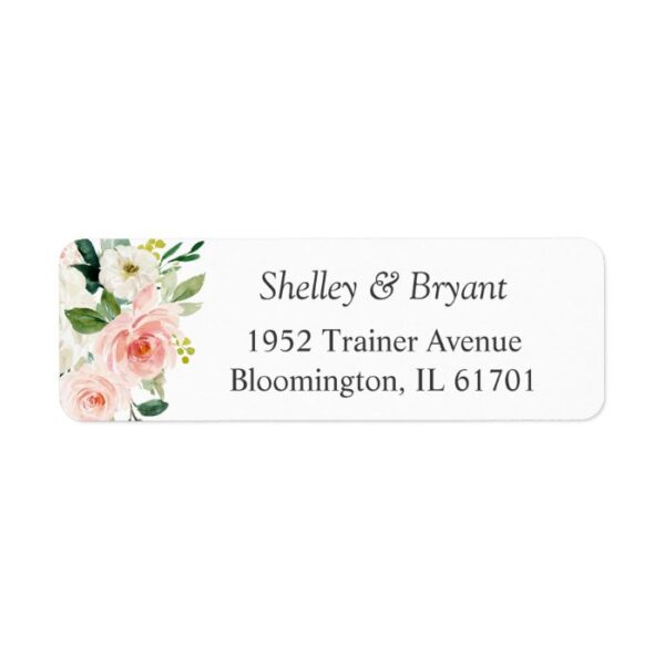Simply Elegant Blush Pink Floral Return Address Label