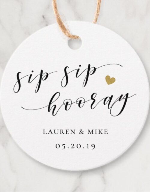 Sip Sip Hooray Bridal Shower Favor Thank You Round Favor Tags