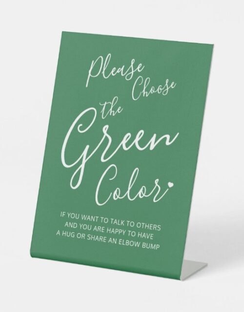 Social distancing color green wedding instruction pedestal sign