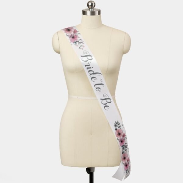 Soft Pink Floral Elegant Bride-to-Be Wedding Sash