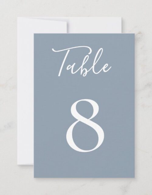 Solid Chic Dusty Blue Table Number Card