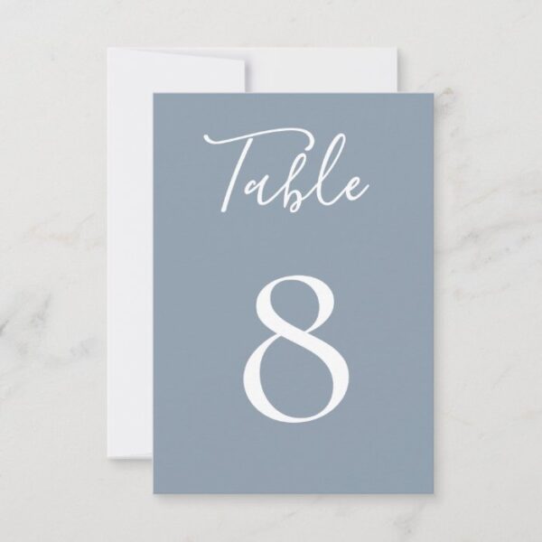Solid Chic Dusty Blue Table Number Card