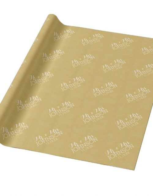 Solid Color Gold - Mr & Mrs Wedding Favors Wrapping Paper