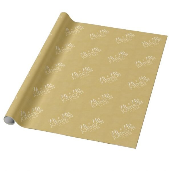 Solid Color Gold - Mr & Mrs Wedding Favors Wrapping Paper