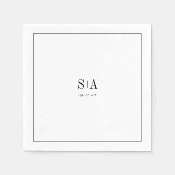 Sophisticated monogram black and white minimalist napkins