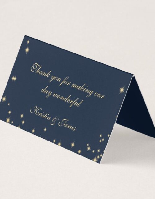 Sparkle Navy Blue and Gold Seating Place Card