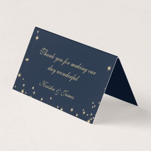 Sparkle Navy Blue and Gold Seating Place Card