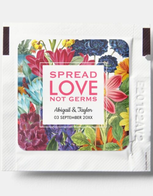 Spread Love Colorful Floral Wedding Favor Hand Sanitizer Packet