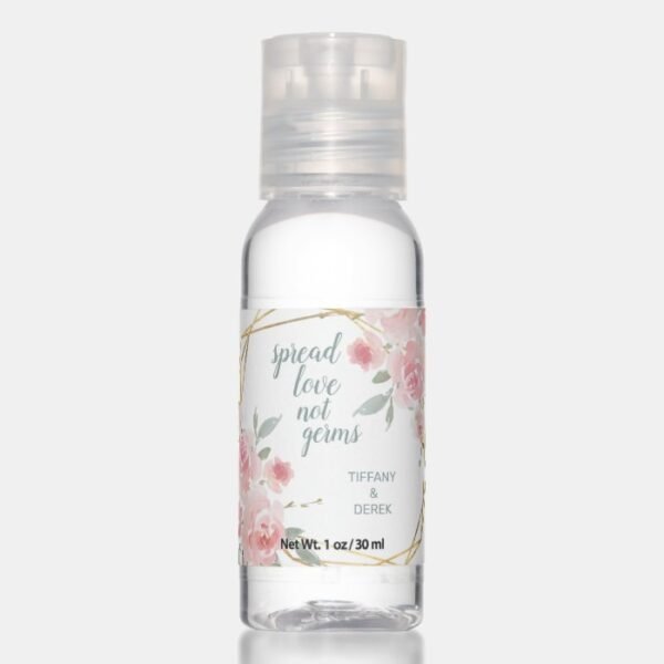 Spread Love Not Germs Blush Geometric Wedding Hand Sanitizer