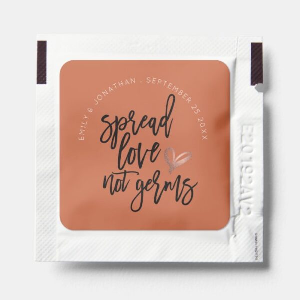Spread Love Not Germs Script Names Terracotta  Hand Sanitizer Packet
