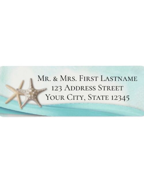 Starfish and Turquoise Ribbon Label
