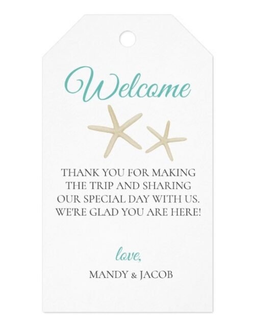 Starfish Beach Wedding Welcome Bag Gift Tags