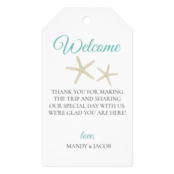 Starfish Beach Wedding Welcome Bag Gift Tags