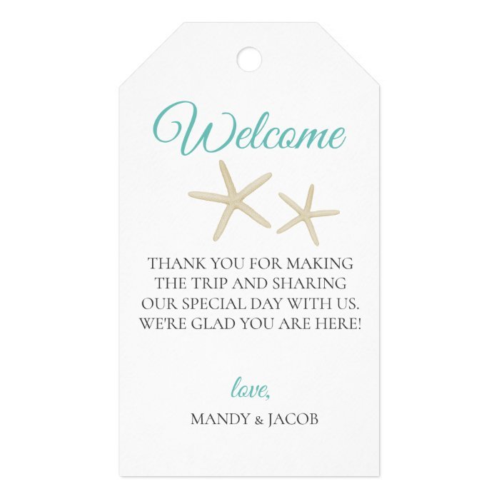 Starfish Beach Wedding Welcome Bag Gift Tags