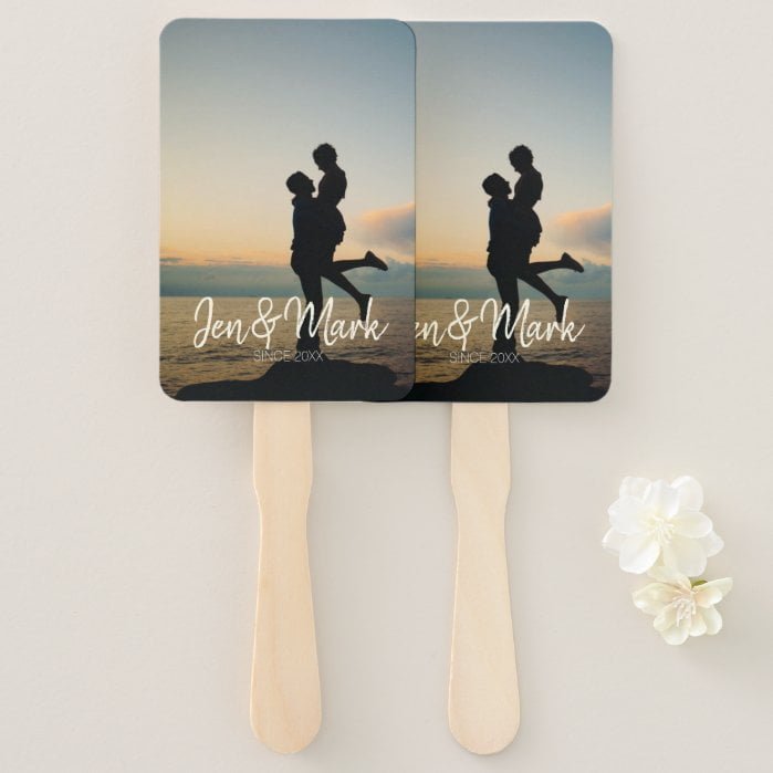 Stolen Photo. Name and Year Typography. Hand Fan