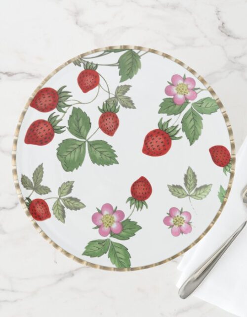 Strawberry Pattern China Cake Cupcake Stand Plate