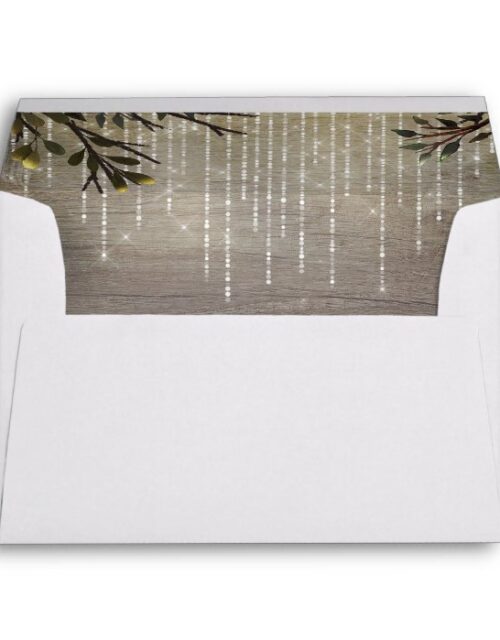 String of Lights and Tree Branches Wedding Envelope