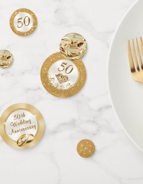 Stunning Golden 50th Anniversary Confetti, Table Confetti