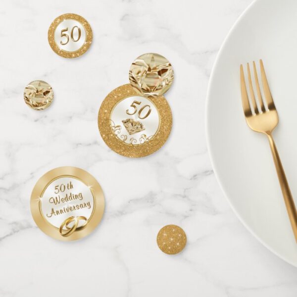 Stunning Golden 50th Anniversary Confetti, Table Confetti