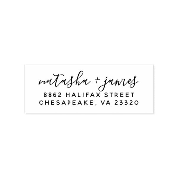 Stylish Script Wedding Return Address Stamp