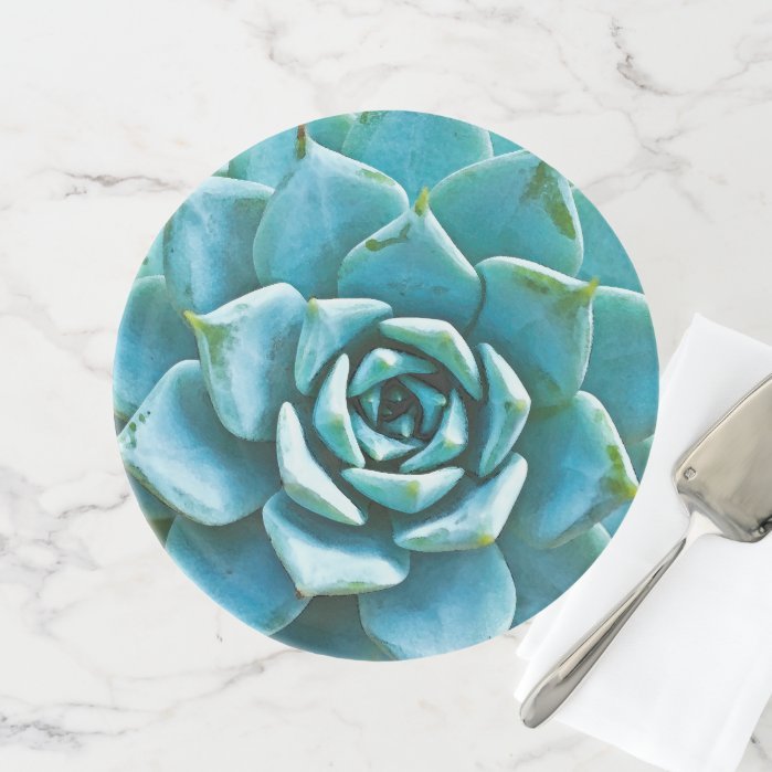 Succulent Watercolor Cake Stand