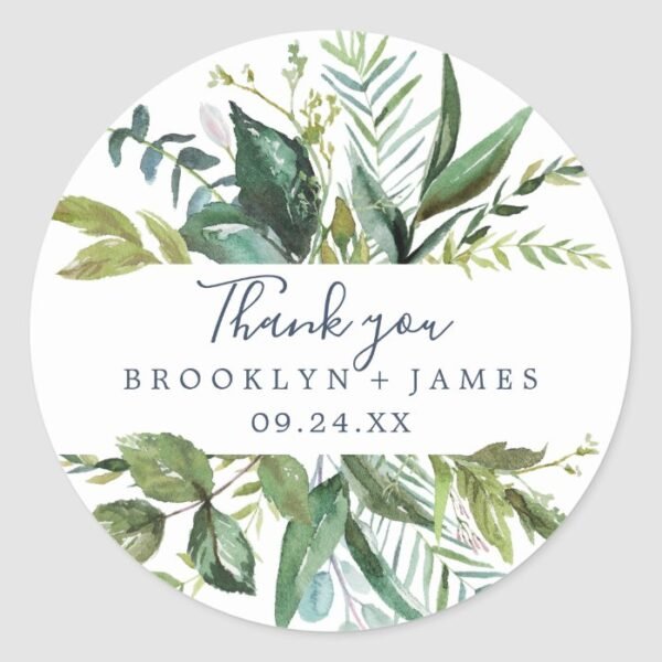 Summer Greenery Thank You Favor Sticker