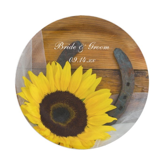 Sunflower and Horseshoe Country Western Wedding Paper Plate