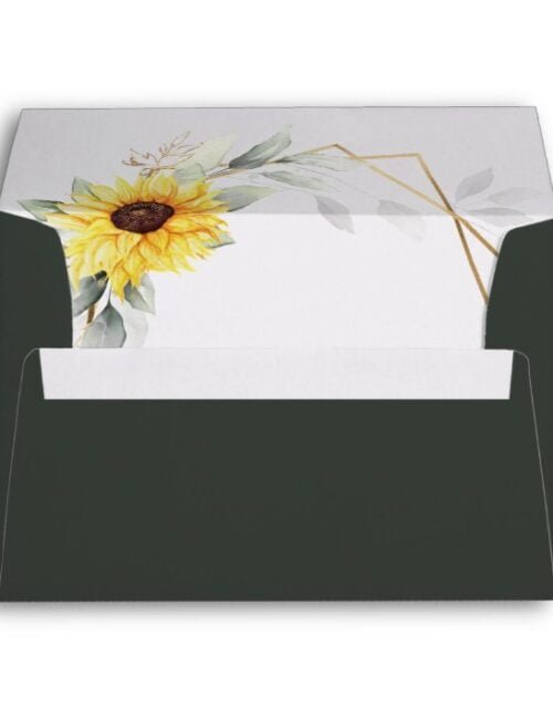 Sunflower Elegant Rustic Geometric Gold Wedding Envelope