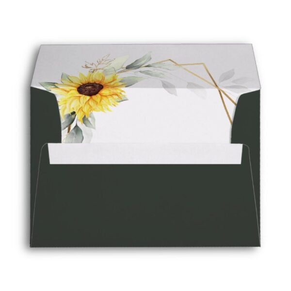 Sunflower Elegant Rustic Geometric Gold Wedding Envelope