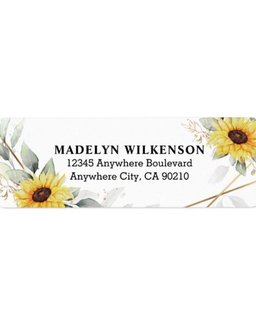 Sunflower Elegant Rustic Geometric Gold Wedding Label