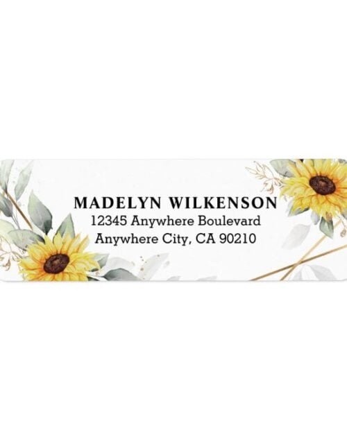 Sunflower Elegant Rustic Geometric Gold Wedding Label