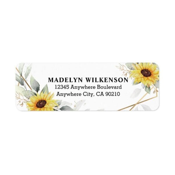 Sunflower Elegant Rustic Geometric Gold Wedding Label