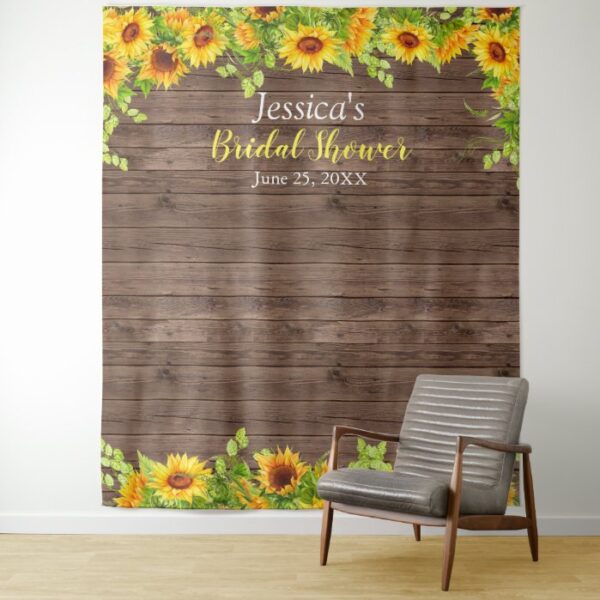 Sunflower Wood Bridal Shower Photo Booth Backdrop