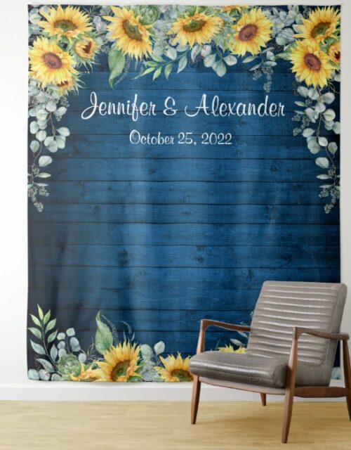 Sunflowers Eucalyptus Wedding Photo Booth Backdrop