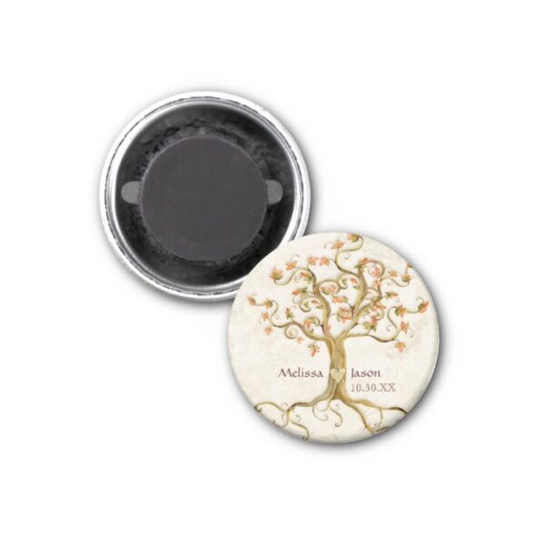 Swirl Tree Roots Antiqued Personalized Names Heart Magnet