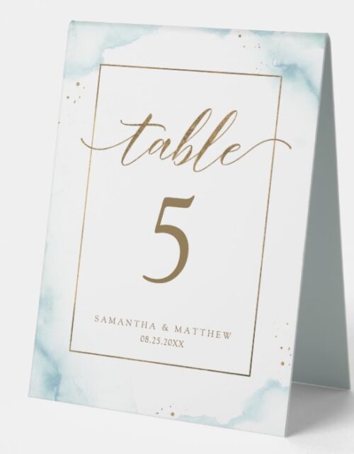 Table Number AND Menu Dusty Blue Double sided Table Tent Sign