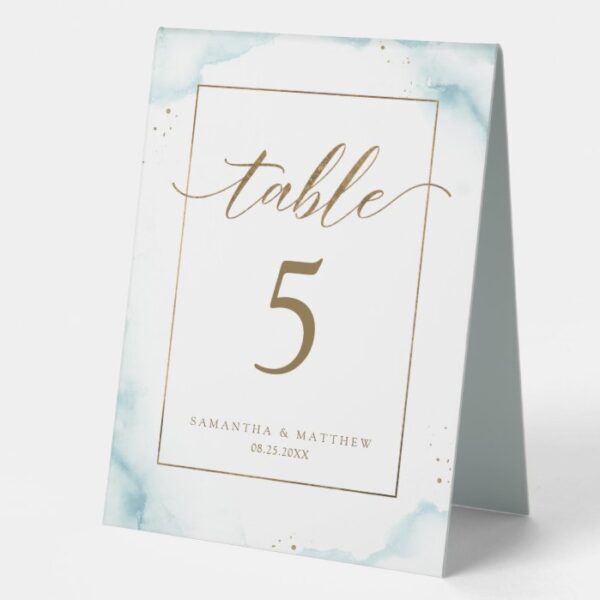 Table Number AND Menu Dusty Blue Double sided Table Tent Sign