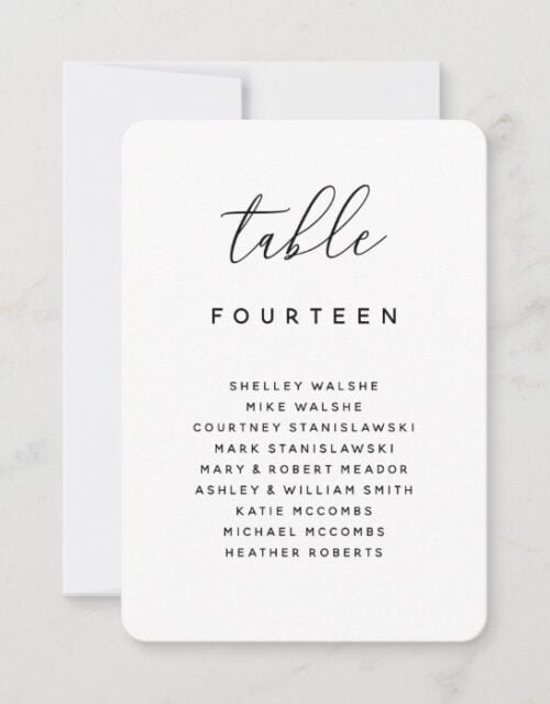 Table Number Seating Chart Escort Place Card