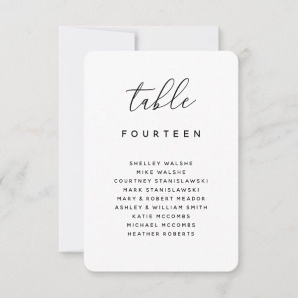 Table Number Seating Chart Escort Place Card
