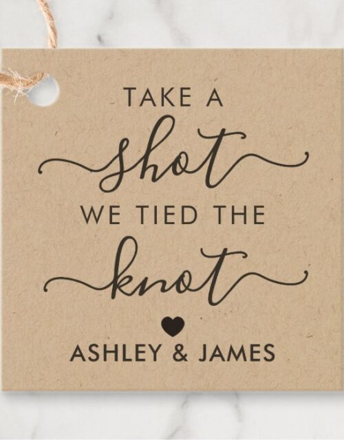 Take a Shot We Tied the Knot Wedding Gift Tag