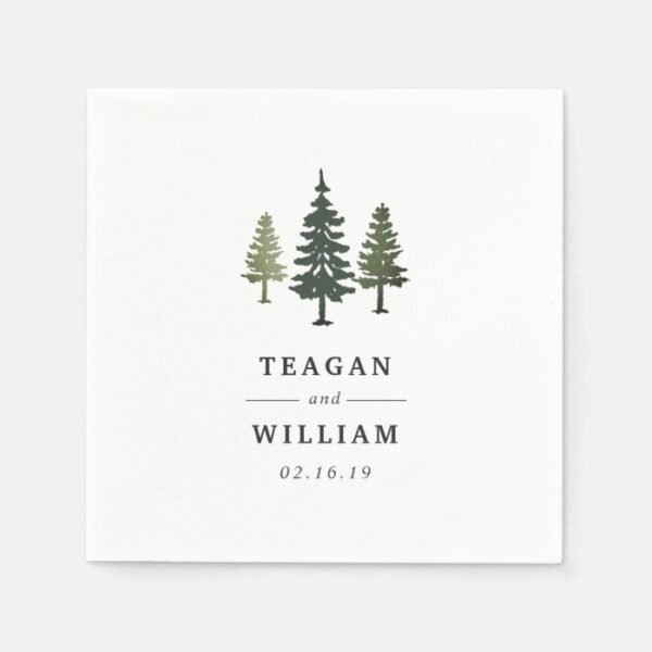 Tall Pines | Personalized Wedding Paper Napkins