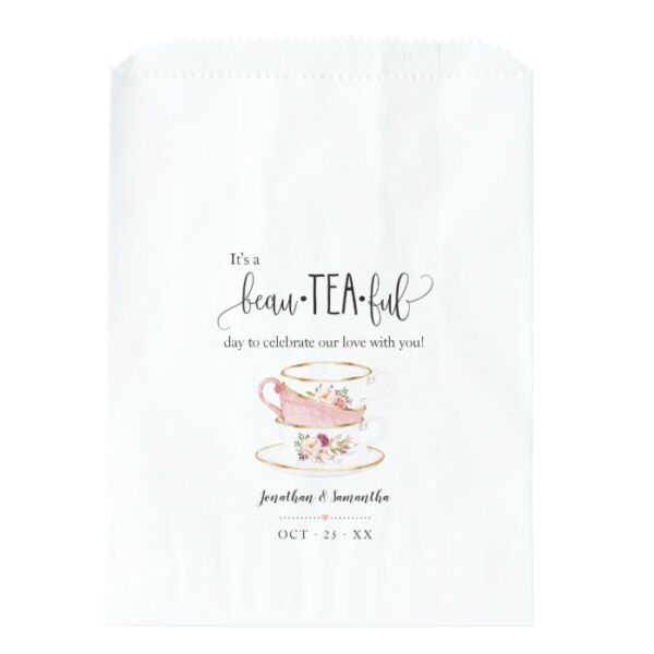 Tea Favor Bags pink floral wedding favor bag