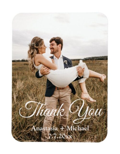 thank you,classic script,wedding photo magnet