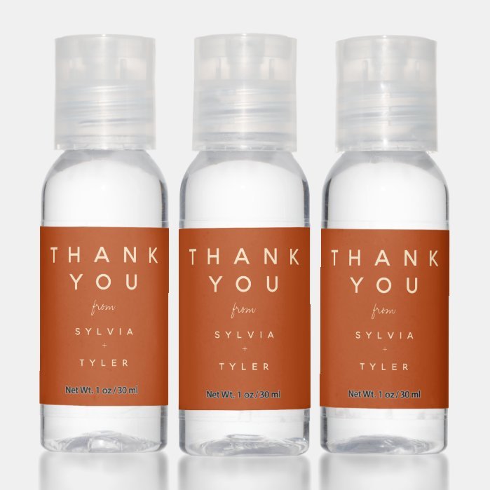 Thank You Orange Wedding Favor Hand Sanitizer