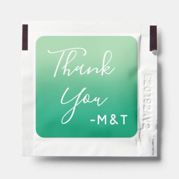 Thank You Script Light to Dark Green Ombré Wedding Hand Sanitizer Packet