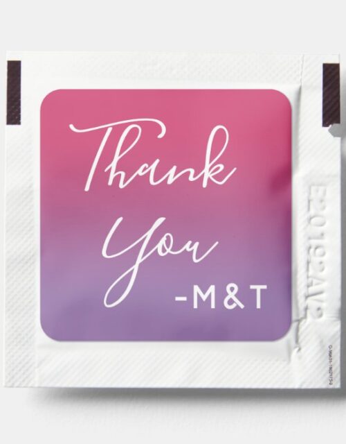 Thank You Script Pink Purple Ombré Wedding Hand Sanitizer Packet