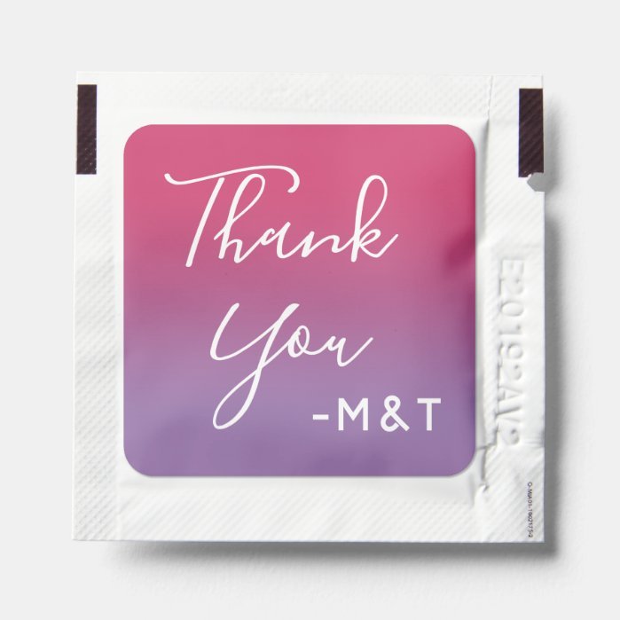 Thank You Script Pink Purple Ombré Wedding Hand Sanitizer Packet