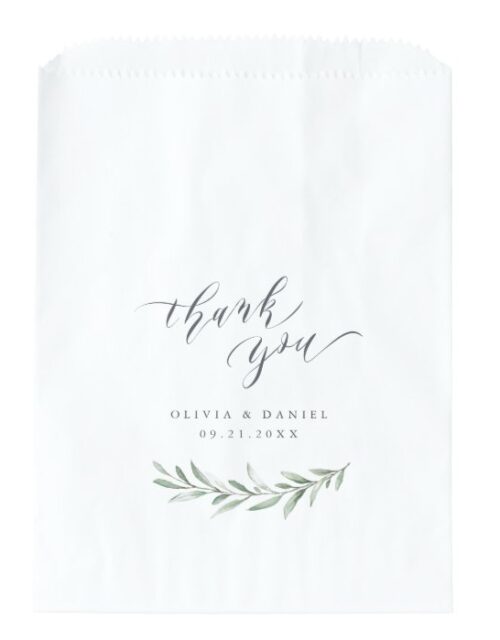 "Thank you" script rustic greenery wedding Favor Bag