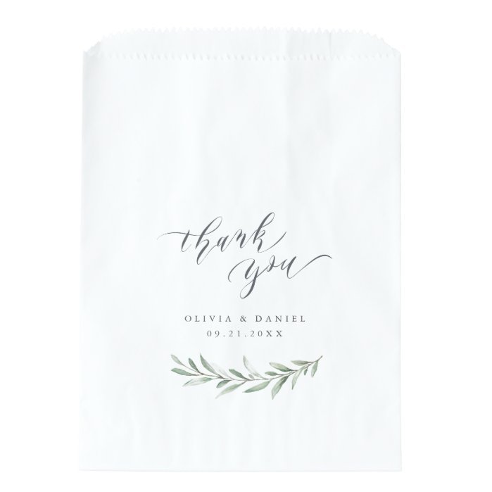 "Thank you" script rustic greenery wedding Favor Bag