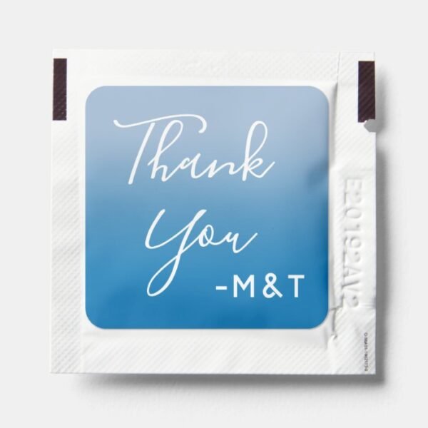 Thank You Script Sky Blue Ombré Wedding Hand Sanitizer Packet